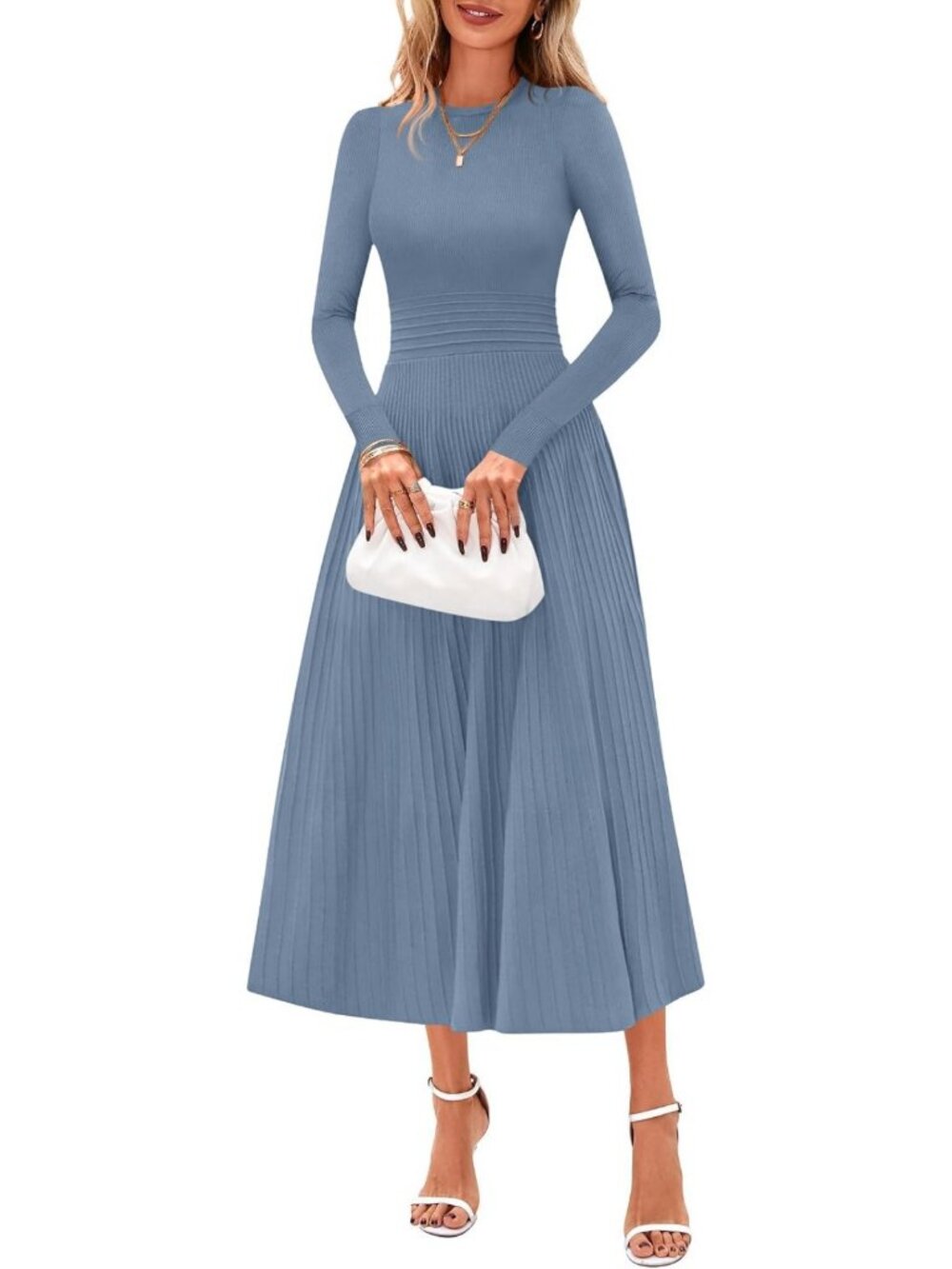 Chic Long Sleeve Knit Maxi Sweater Dress for Women - Cozy & Stylish Outfit